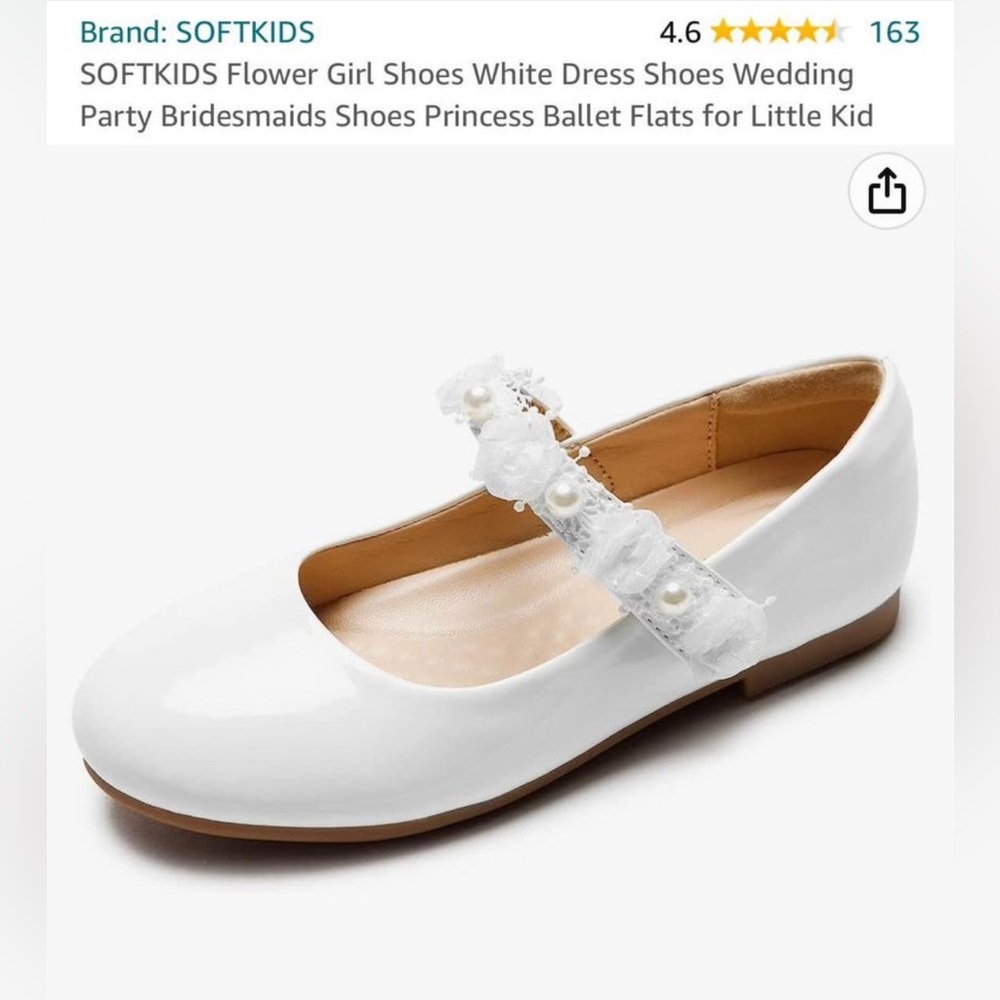 Girls white flat dress shoes Size 2